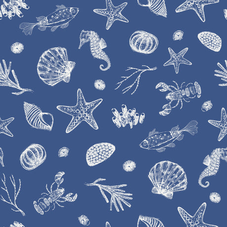 Narius - Maritim vaxduk med havsinspirerat mönster närbild