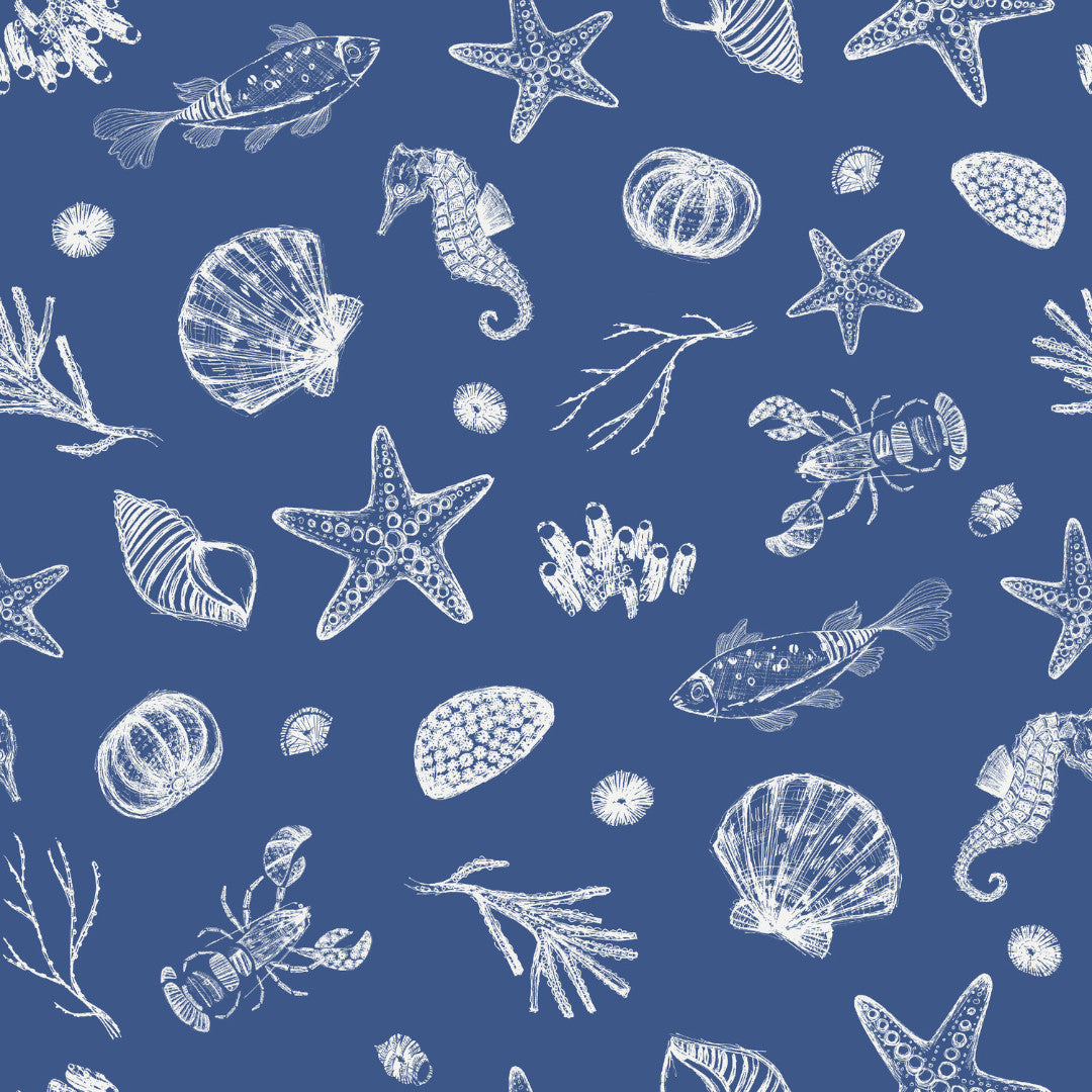 Narius - Maritim vaxduk med havsinspirerat mönster närbild