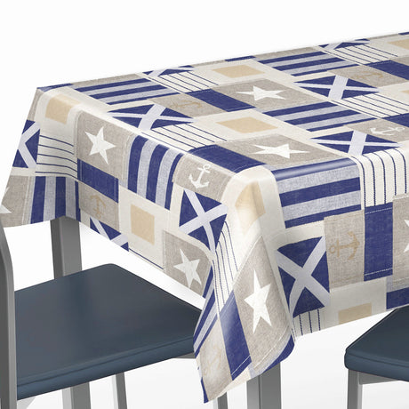 På bordet Naval Blå - Vaxduk med maritimt tema