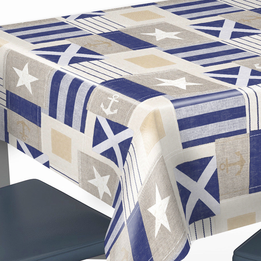 Naval Blå - Vaxduk med maritimt tema