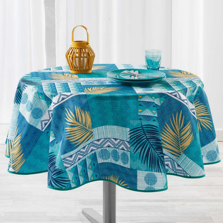 Neha Blue Ø 180 cm, rund duk med fläckskydd