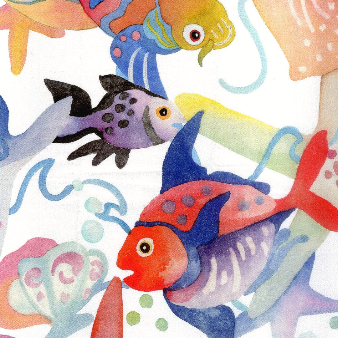 Nelle Acque Tropicali – Vacker textilvaxduk med färgglada fiskar