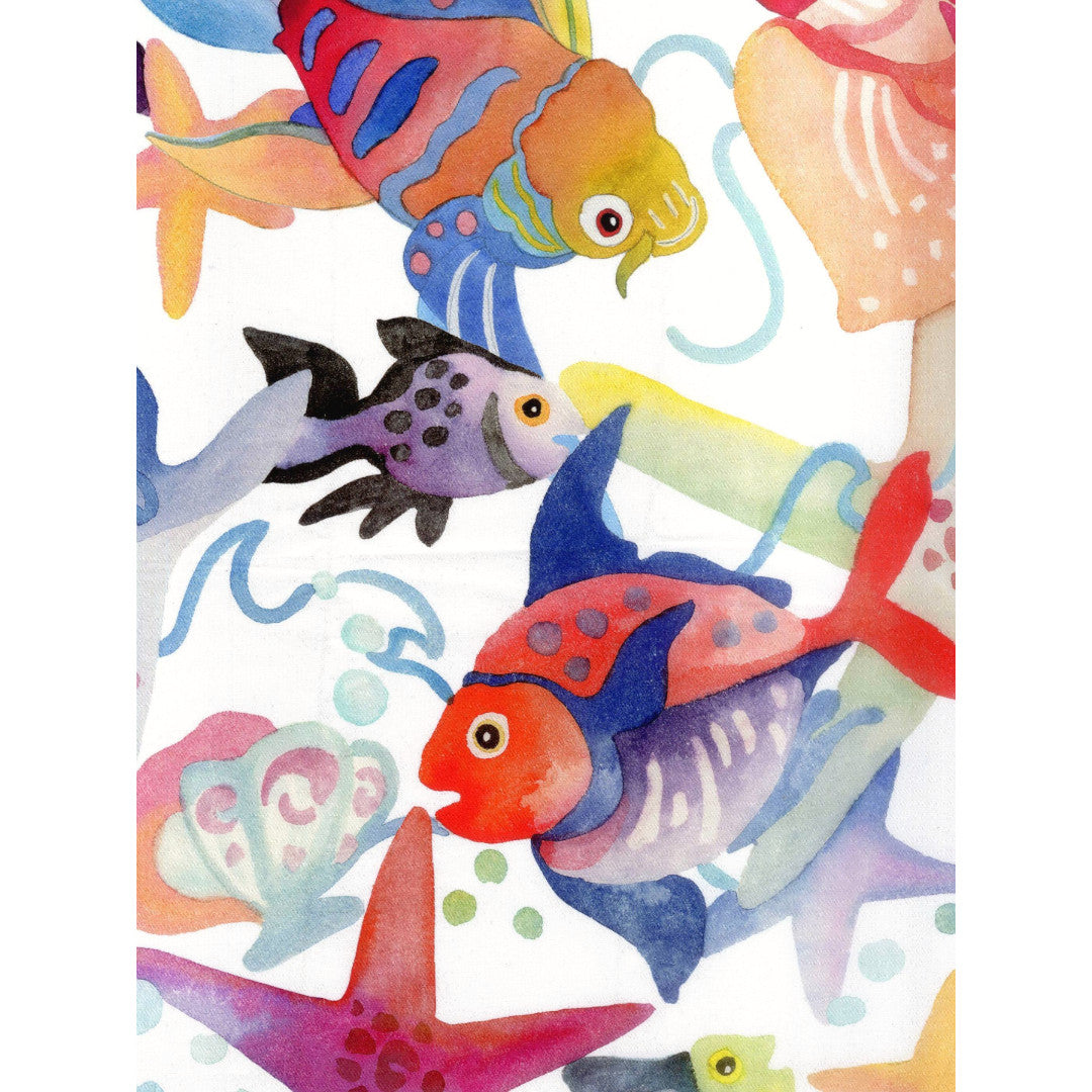 Nelle Acque Tropicali – Vacker textilvaxduk med färgglada fiskar