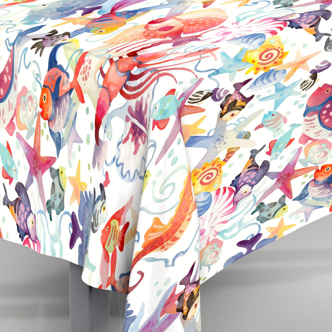 Nelle Acque Tropicali – Vacker textilvaxduk med färgglada fiskar