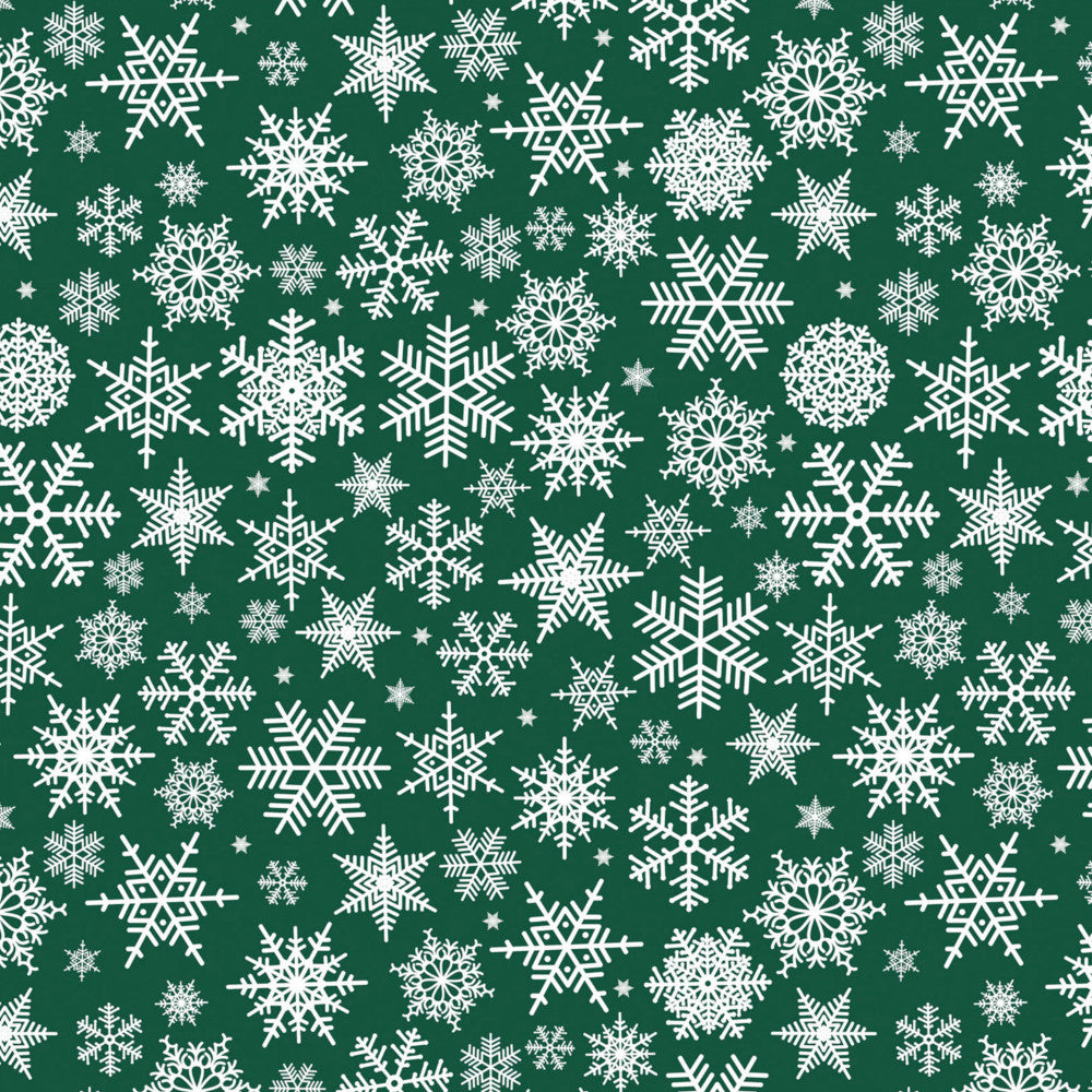 Nieve Grön - Jultextilvaxduk med de finaste vita iskrisaller