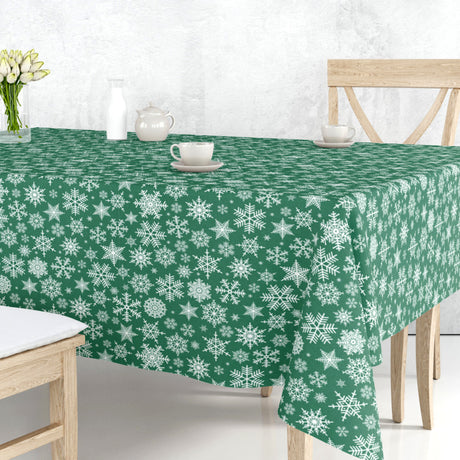Nieve Grön - Julbordsduk, textilvaxduk med de vackraste vita iskristallerna