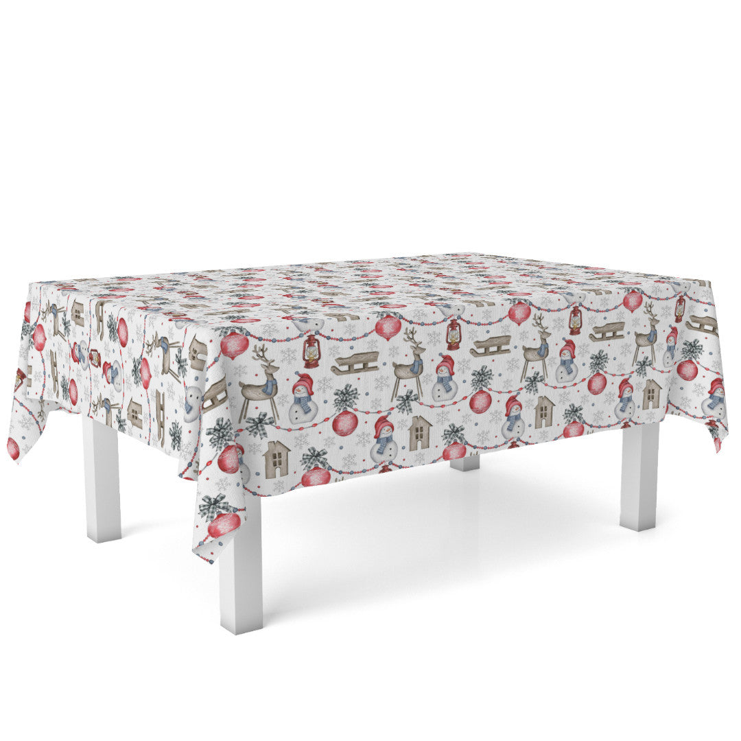 Nieve Julduk med glada snögubbar och julmotiv på bord