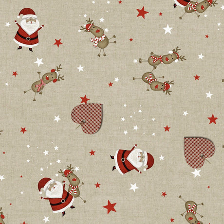 Närbild Noel Natur med hjärtan, stjärnor, tomtar och renar