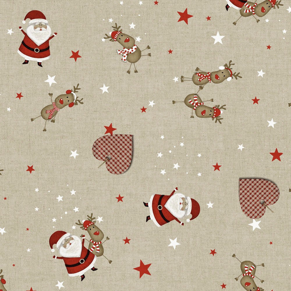 Närbild Noel Natur med hjärtan, stjärnor, tomtar och renar