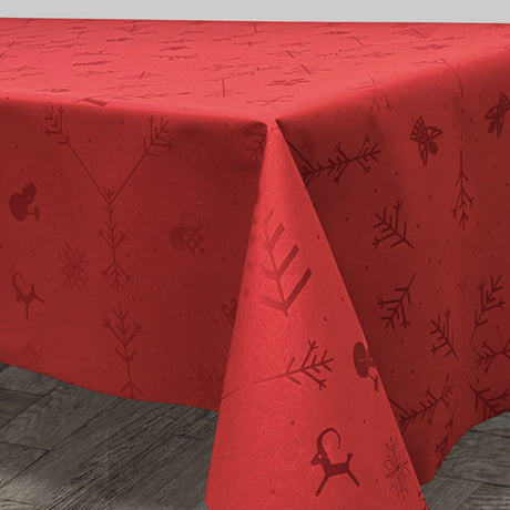 Noel Engholm Julduk - Jacquardvävd textilvaxduk i rött med glidskydd
