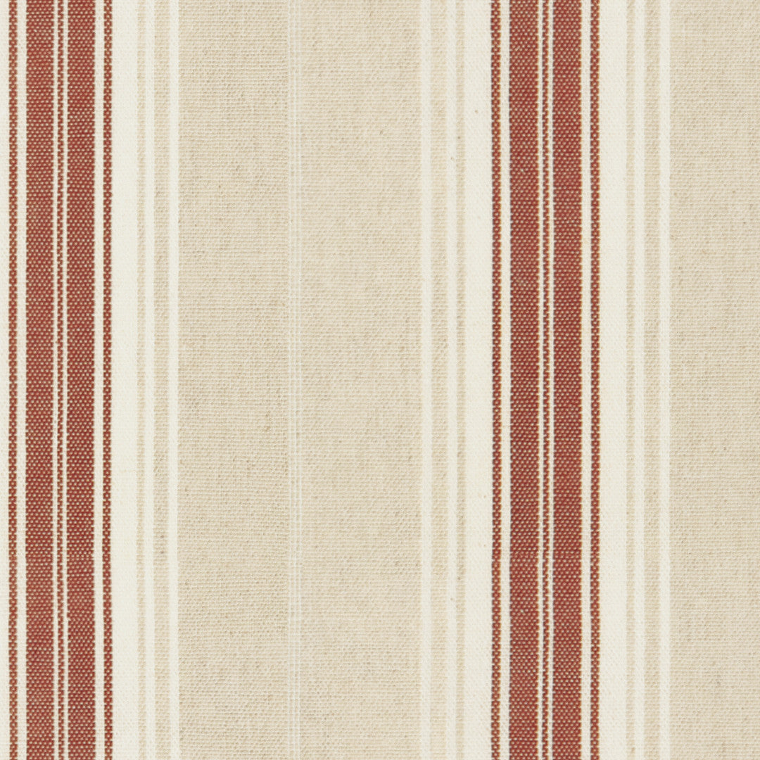 Närbild av Nordisk Jul Röd Randig - Akrylbelagd textilduk i linnelook