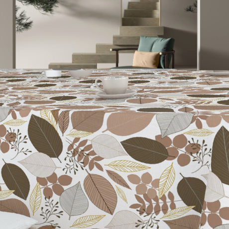 Miljöbild avNordic Forest - Vaxduk med beige och gyllene löv