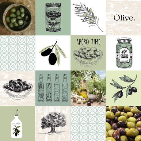 Oliver - Vaxduk med oliver och olivolja närbild