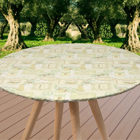 Olive i Pastel - Rund vaxduk med resår