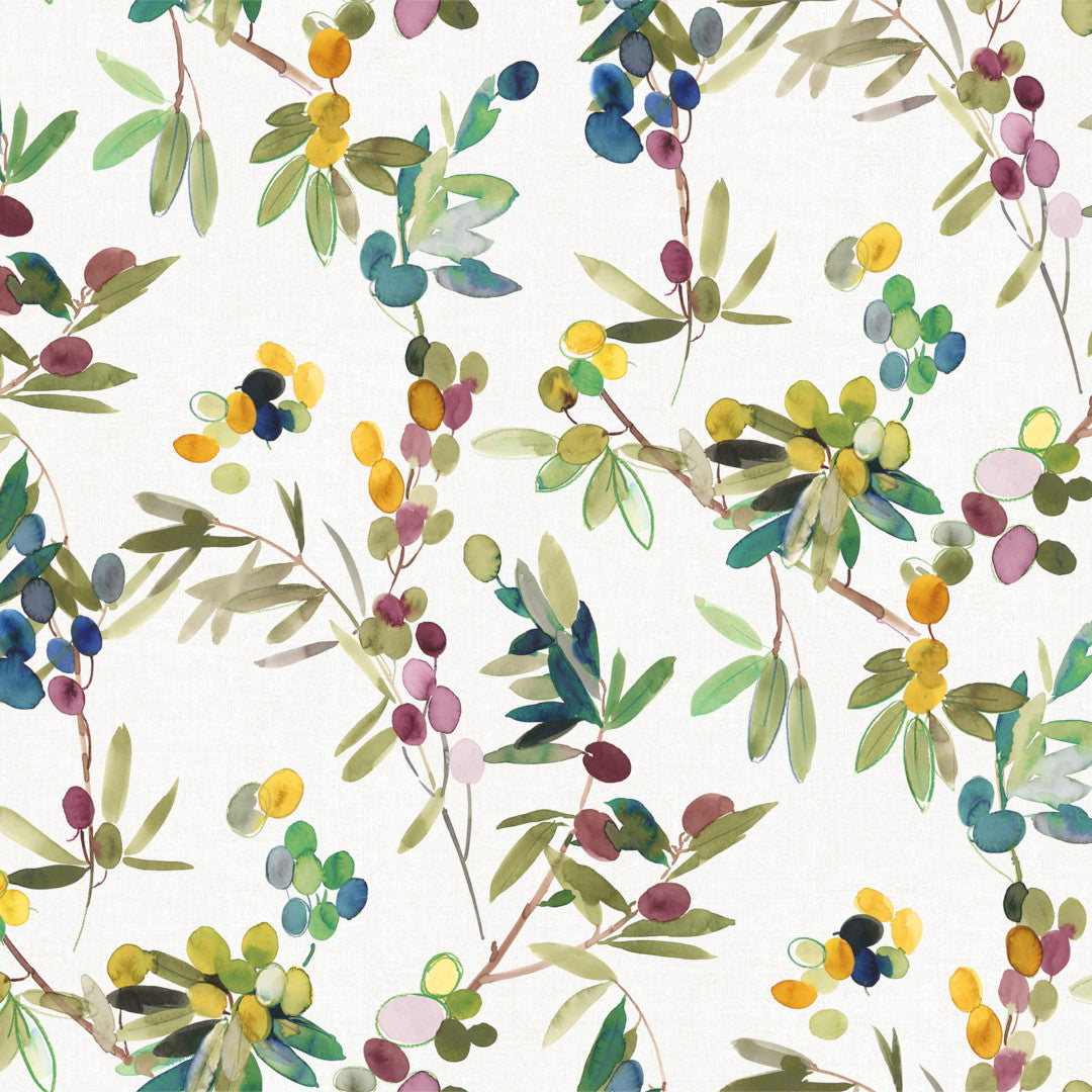 Närbild Oliver på gren - Vaxduk med färgglada oliver