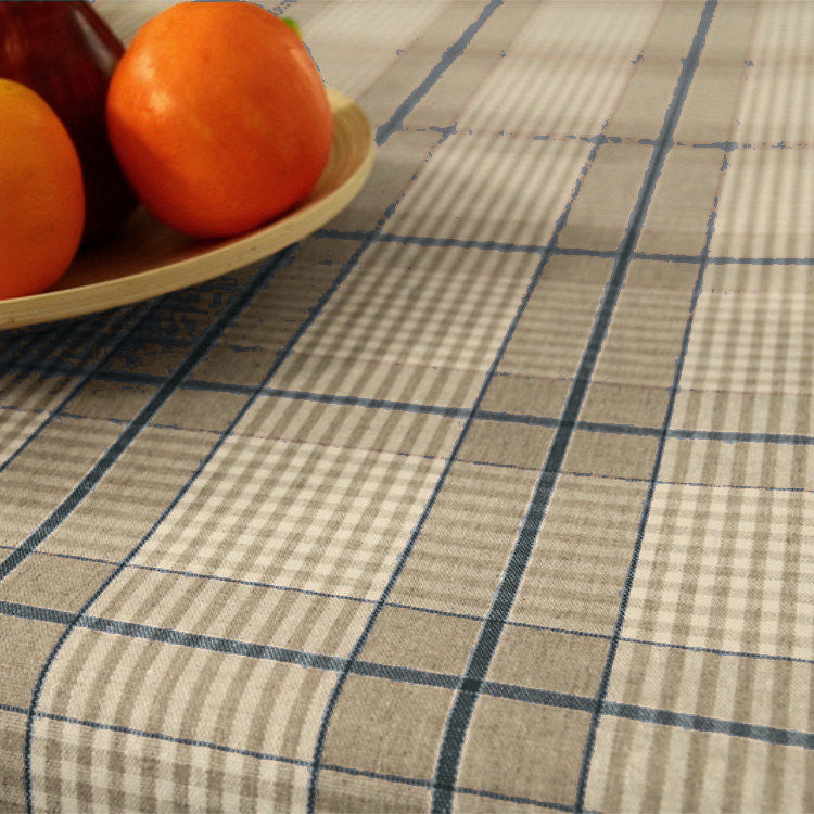 Olmer Rutor Blå – textilvaxduk i linnelook