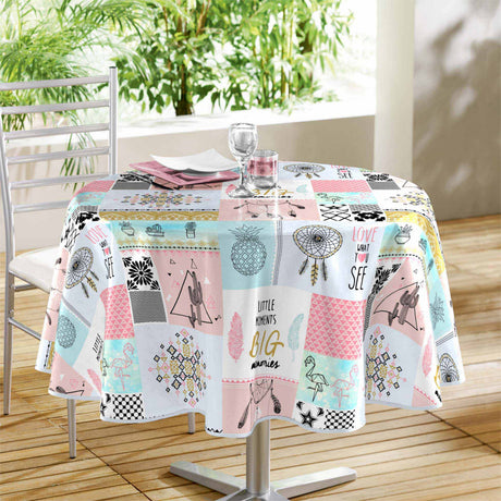 Optima - Rund vaxduk med patchwork, Ø 155 cm