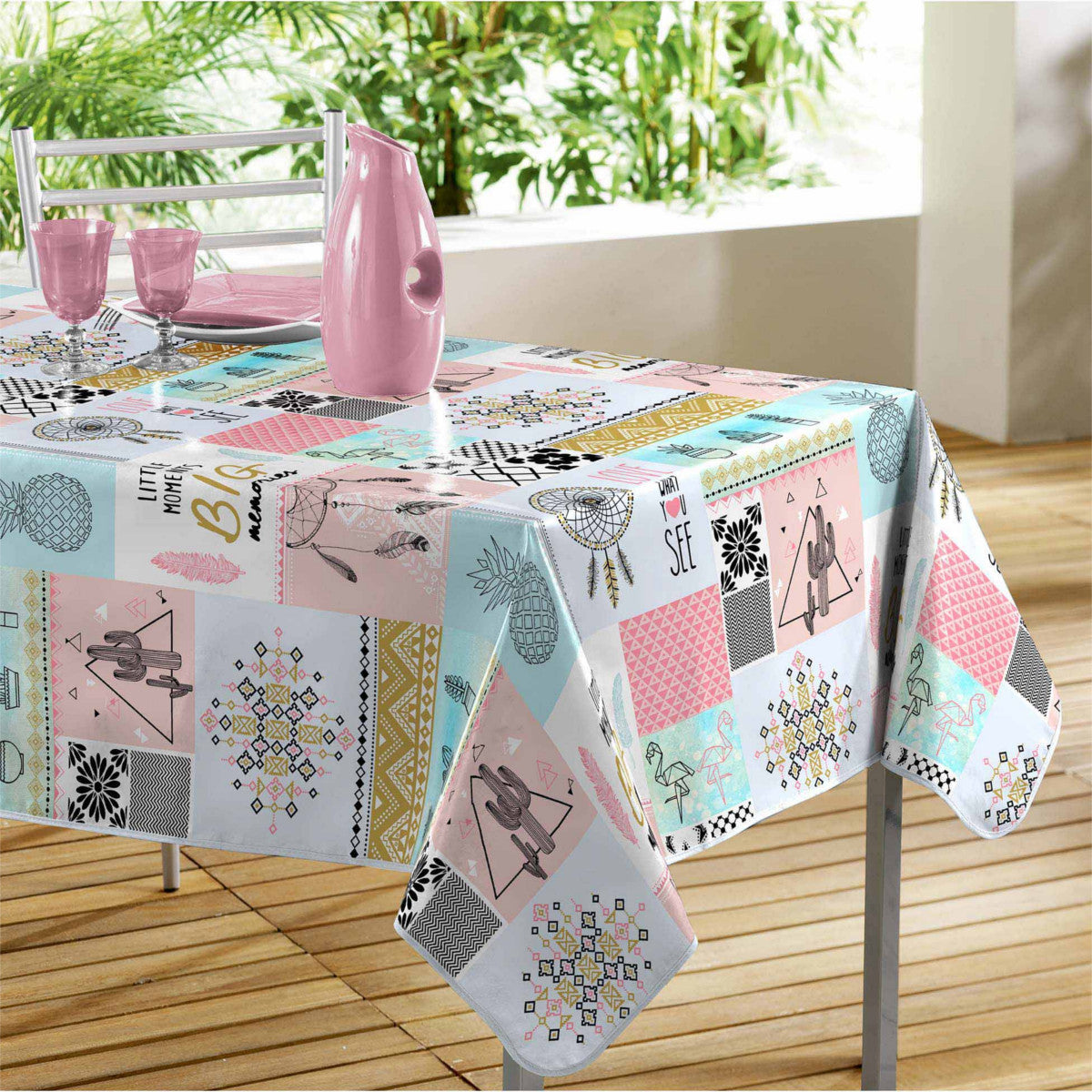 Optima - vaxduk med patchwork, 140 x 240 cm