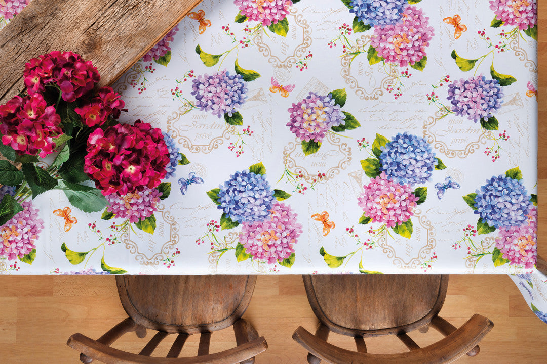 Ortensie, vaxduk med hortensior