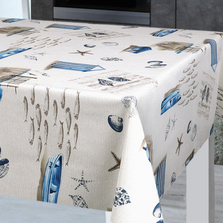 På Stranden - Vaxduk med maritimt motiv