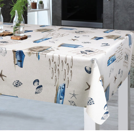 På bordet På Stranden - Vaxduk med maritimt motiv