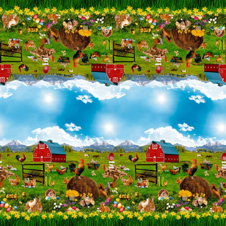 Påsk vaxduk - Påskstämning på gården