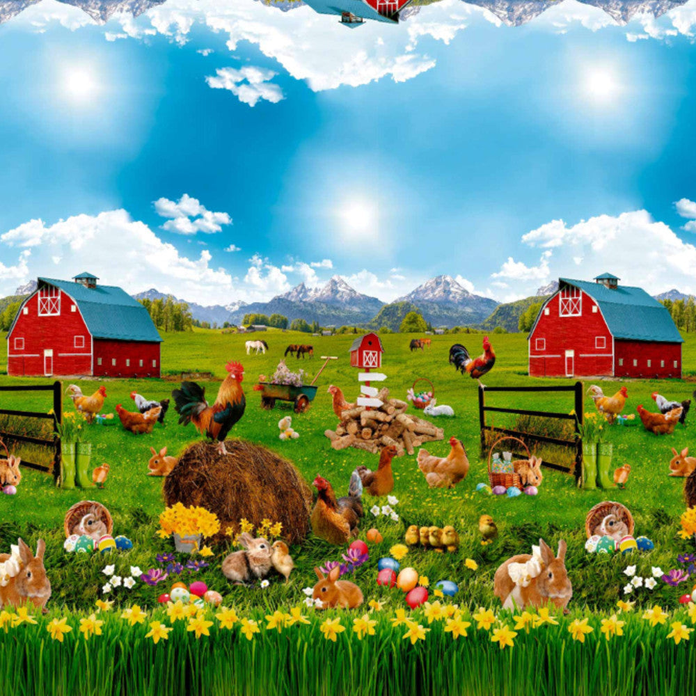 Påsk vaxduk - Påskstämning på gården