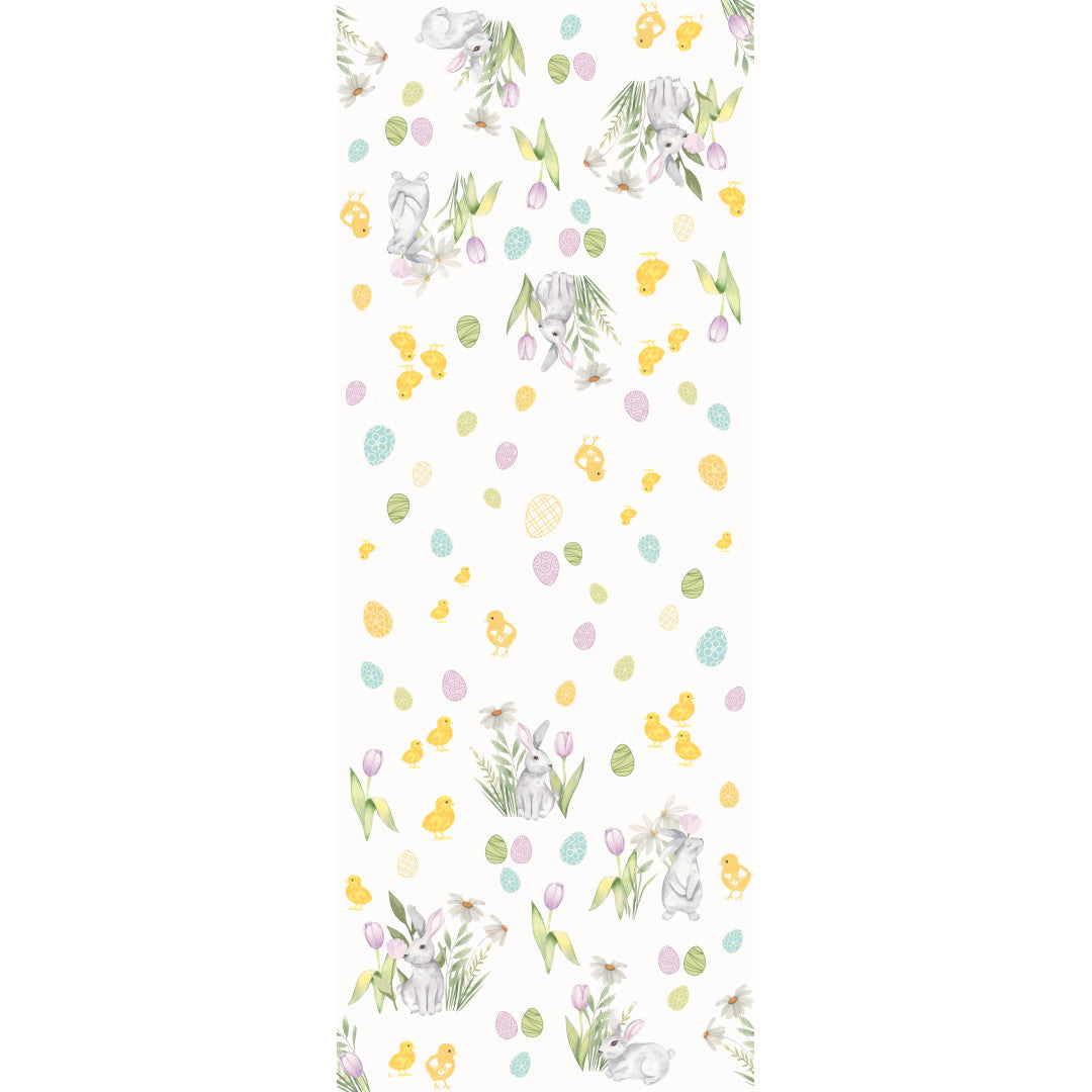 Påskglädje - vaxduk med kycklingar, harar och ägg
