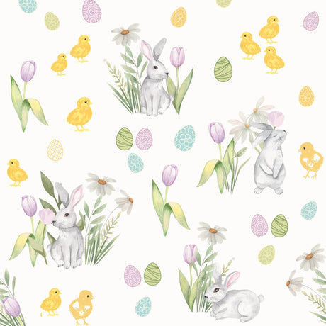 Påskglädje - vaxduk med kycklingar, harar och ägg