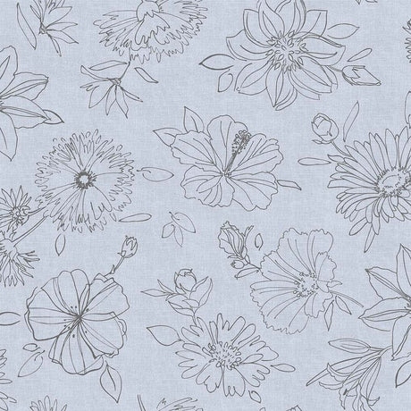 Palmas grå, vaxduk med fina streckteckningar