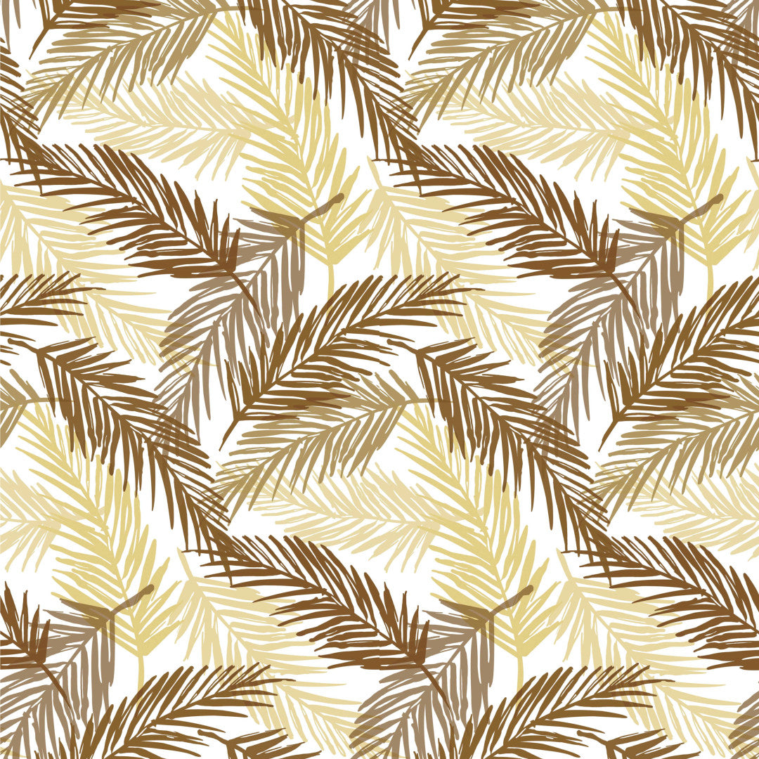 Palmlöv Beige - Vit vaxduk med palmlöv