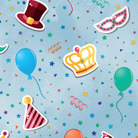 Festduk Ljusblå - Festlig vaxduk med partyhattar och glasögon