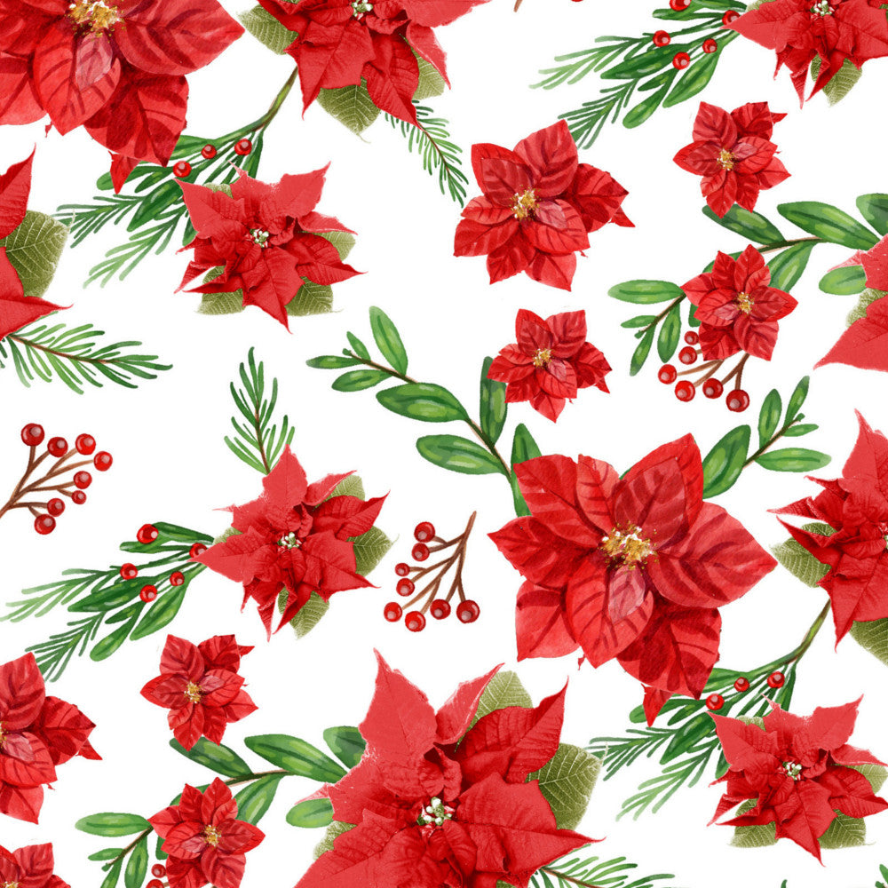 Närbild av Pascua Röd Julstjärna textilduk