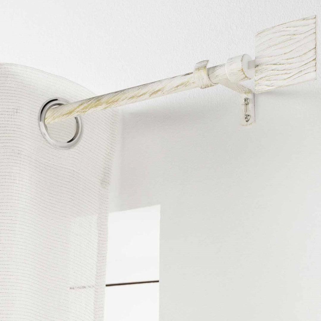 Patina Tempo Vit/Guld – justerbar gardinstång 120–210 cm, upphängning