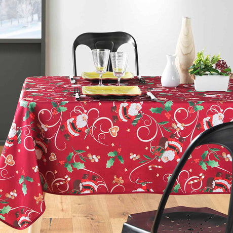 Pere Noel Red 150 x 240 cm, rektangulär julbordsduk med fläckskydd