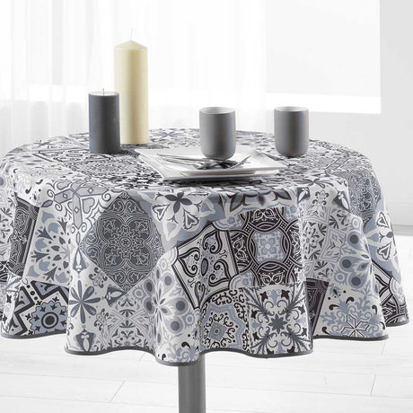 Persane Grey Ø 180 cm rund duk med fläckskydd
