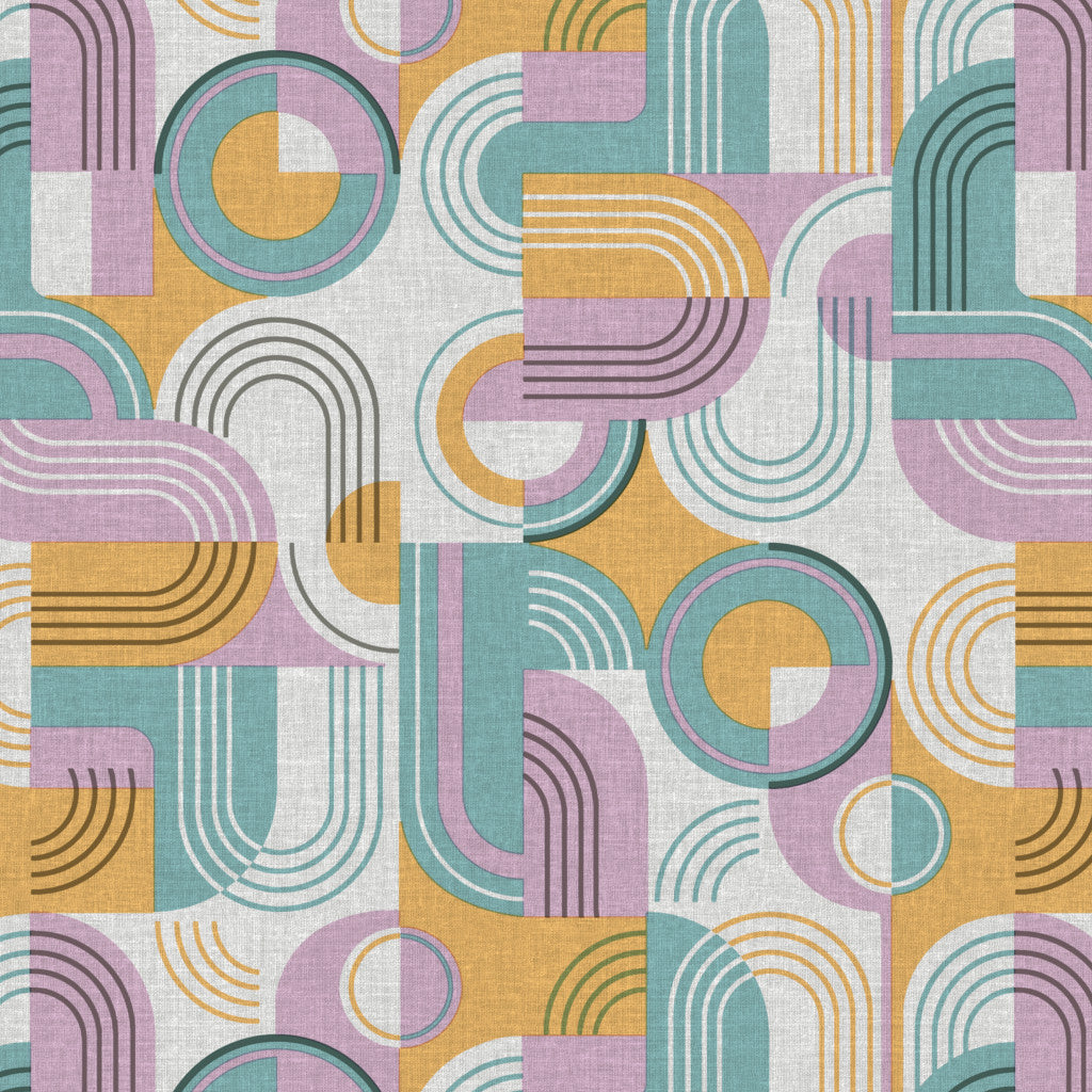 Närbild av Picasso Råvit - Vaxduk med grafiskt mönster och linnelook