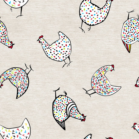 Pio Natur - Textilvaxduk med färgglada höns