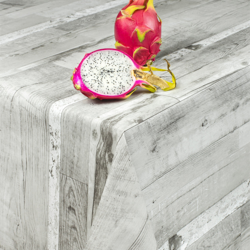 Plankor Grå - Rund vaxduk med resår