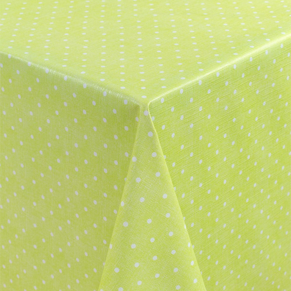 Polka Dots på grön botten - Rund vaxduk med resår