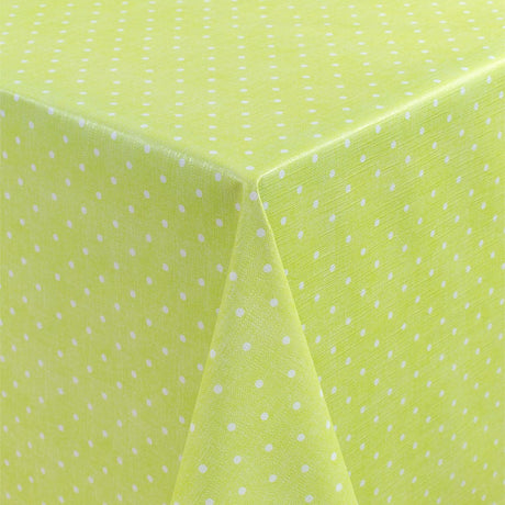 Polka Dots på grön botten - Rund vaxduk med resår