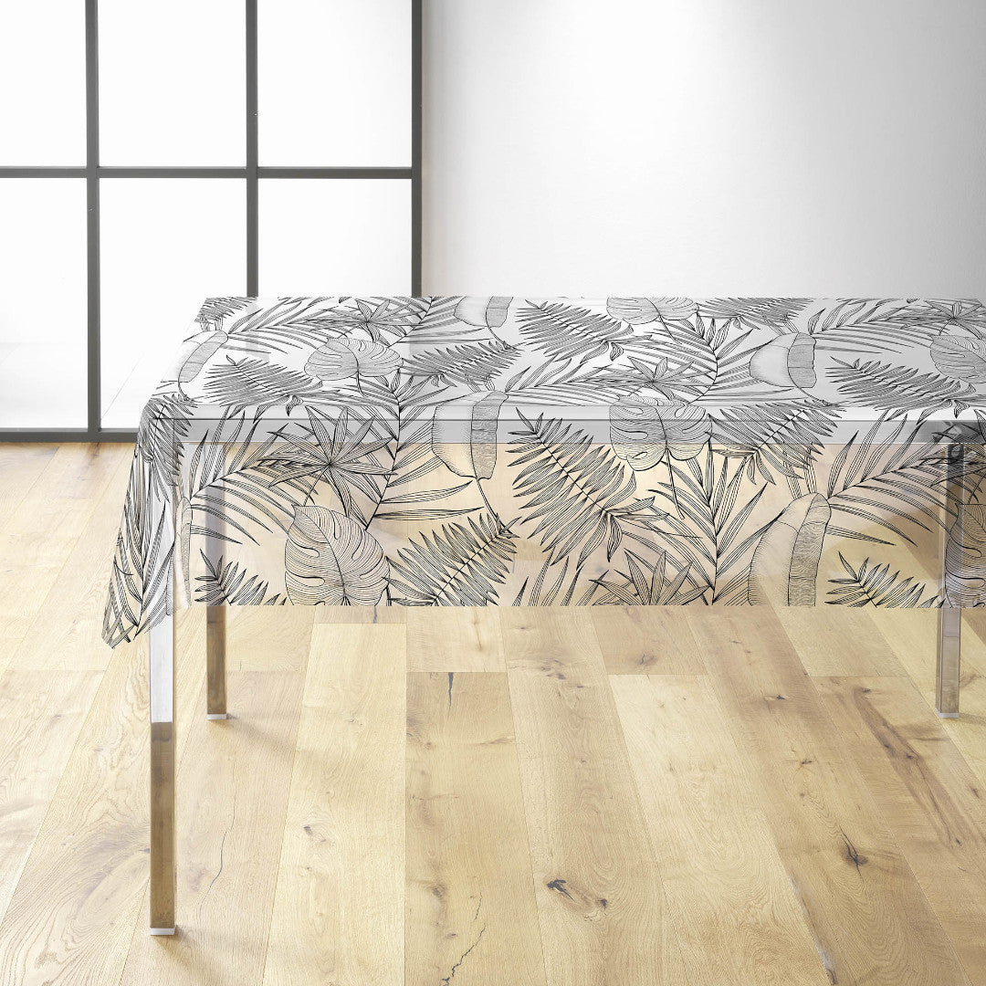 Genomskinlig vaxduk med svart/grå blad miljöbild