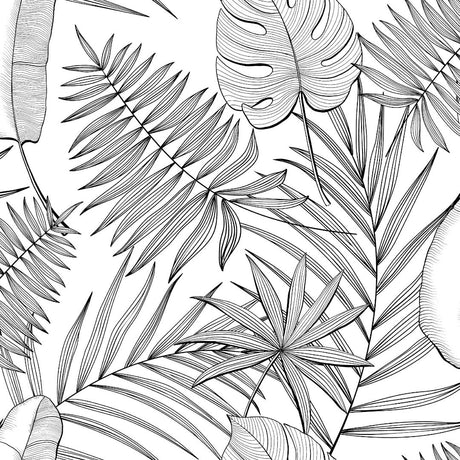 Puebla - Genomskinlig vaxduk med svart/grå blad närbild