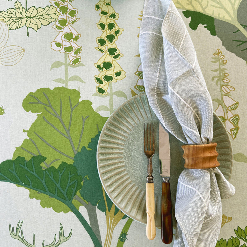 Rabarberhaven Grön - Notes by Susanne Schjerning, textilvaxduk med glidskydd