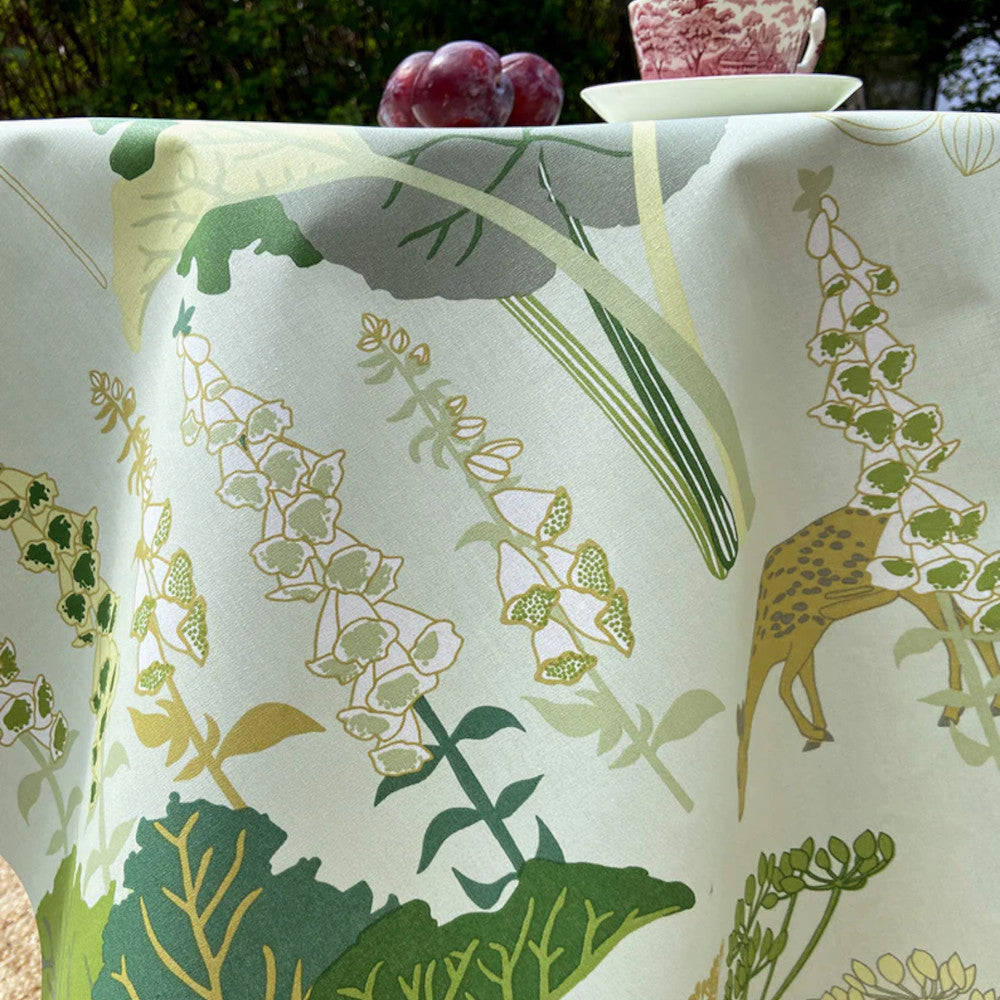 Rabarberhaven Grön - Notes by Susanne Schjerning, textilvaxduk med glidskydd