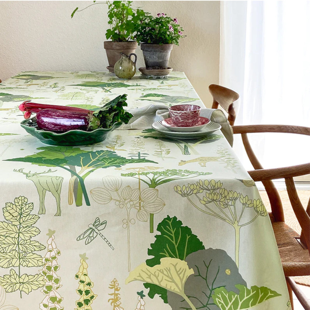 Rabarberhaven Grön - Notes by Susanne Schjerning, textilvaxduk