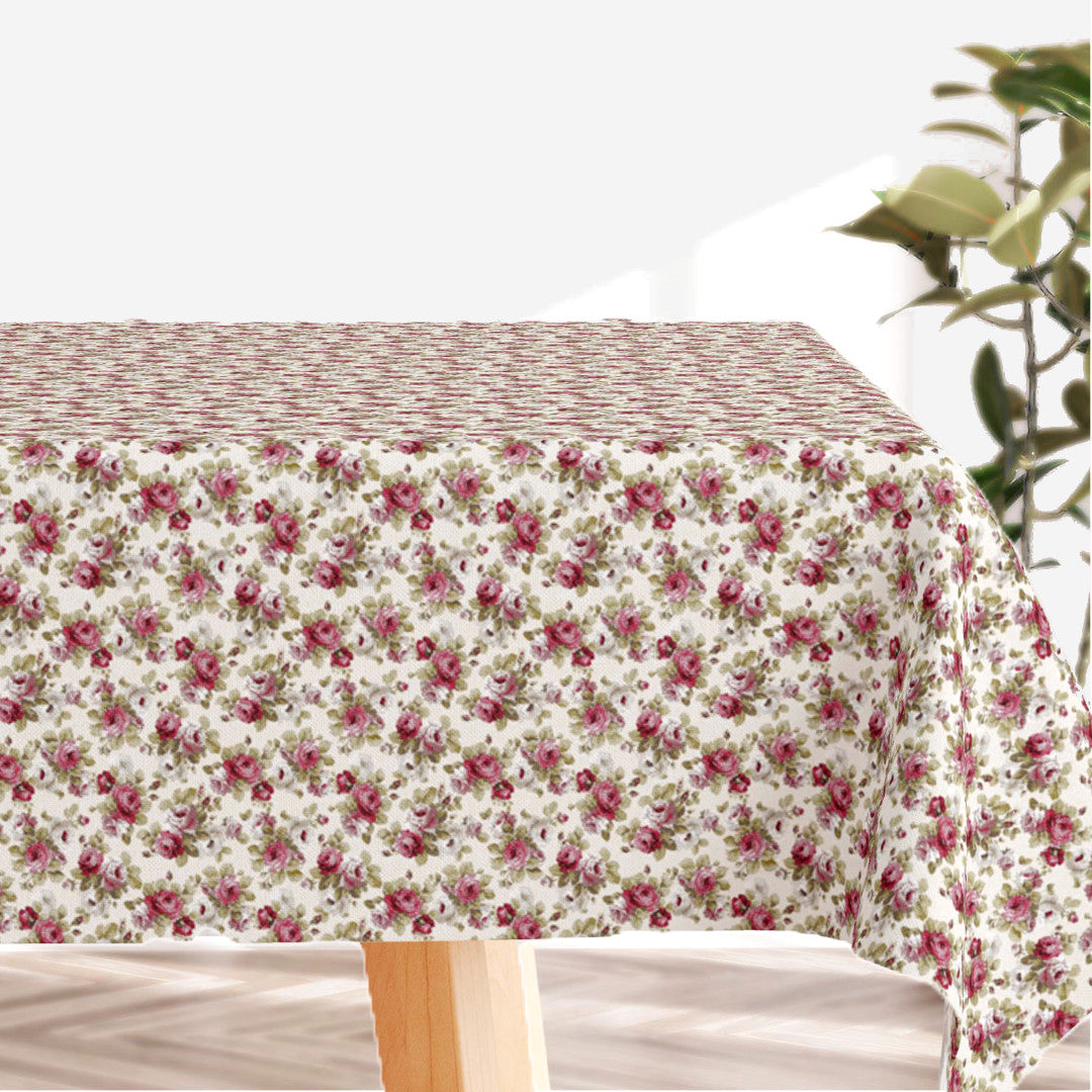 Red Roses - Ljus textilvaxduk med rosor i olika röda nyanser