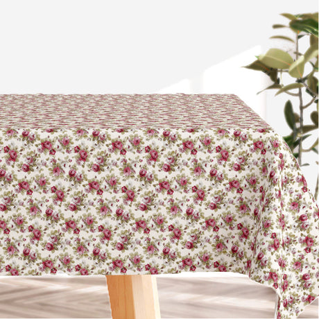 Red Roses - Ljus textilvaxduk med rosor i olika röda nyanser
