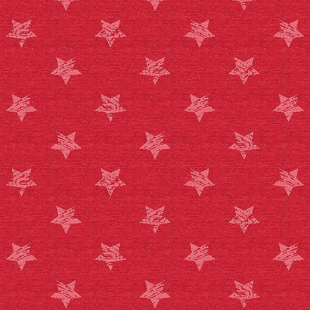 Red Uni Stars - Vacker röd jacquardvävd jultextilvaxduk med stjärnor