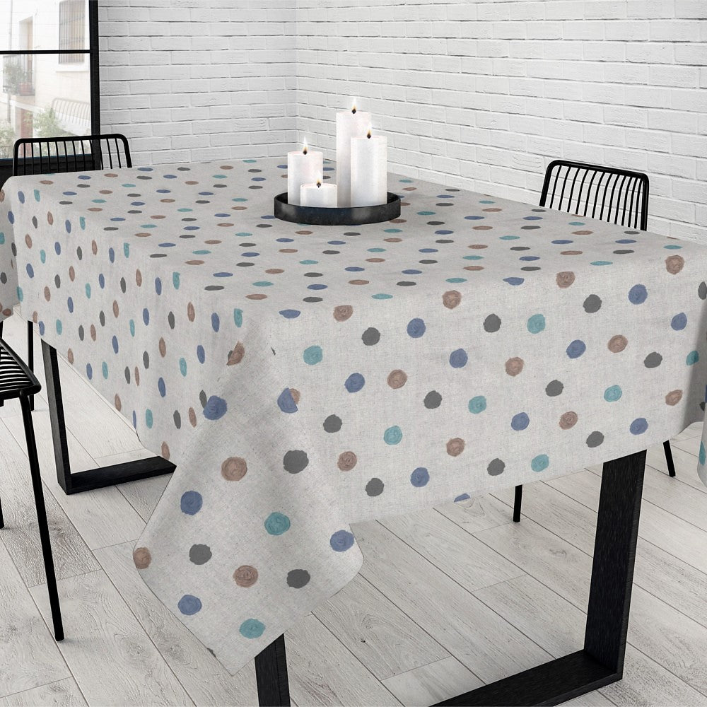 Redon – textilvaxduk med prickar i dämpade färger, 140 cm